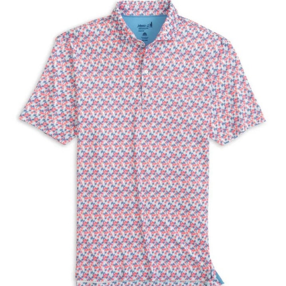 johnnie-O Red and Blue Patterned Polo Shirt